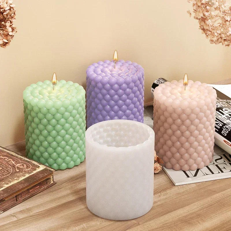 Description Picture 5 of item3D Silicone Candle Mold Cylindrical Bubble Round Ball Scented Aromatherapy Plaster Candle Mould DIY Cake Handmade Making Mold
