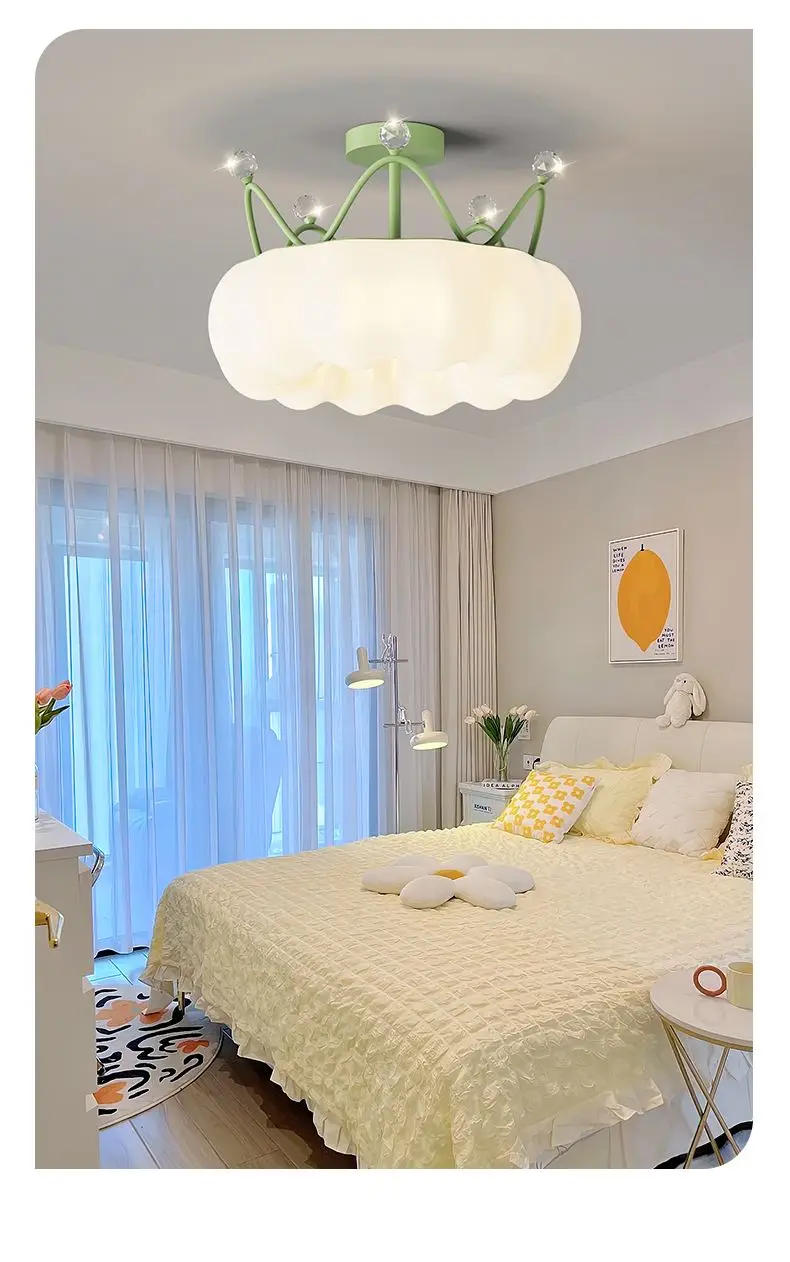 Description Picture 6 of itemCrystal Flower Children's Bedroom Pendant Simple and Warm Creative Princess Pendant Lamp Modern romantic living room chandelier