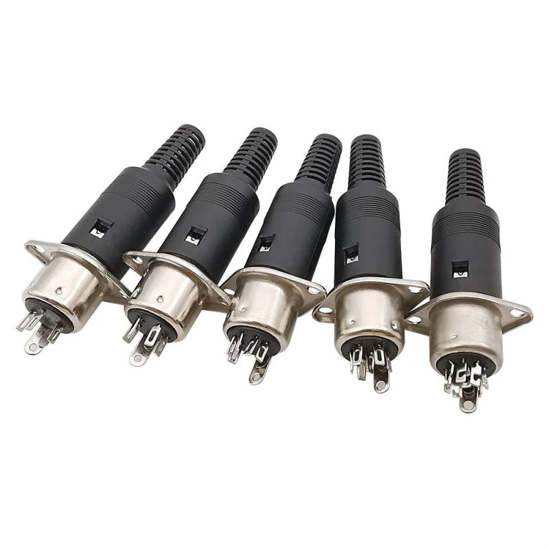 Description Picture 6 of item1Set DIN Audio Adapter 3/4/5/6/7/8 Pin DIN Male Plug with Plastic Handle + Female Socket Hulled Panel Mount Chassis Connector