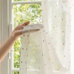 2024 New Rainbow Candy Cotton Linen Gauze Children's Bedroom Small Fresh Window Screen White Gauze Curtains for Living Room