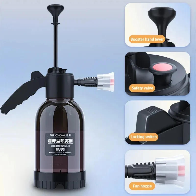 Description Picture 2 of item2L Hand Pump Foam Gardening Sprayer Snow Foam Gun Nozzle With Pressure Relief Valve Wash Spray Bottle Window Gardening Tools