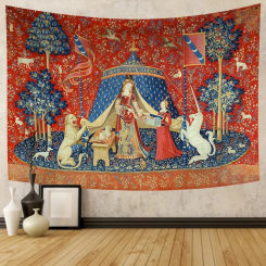 Lady And The Unicorn Tapestry Medieval Tapestry Wall Hanging Printed Home Decor Tapestries Background