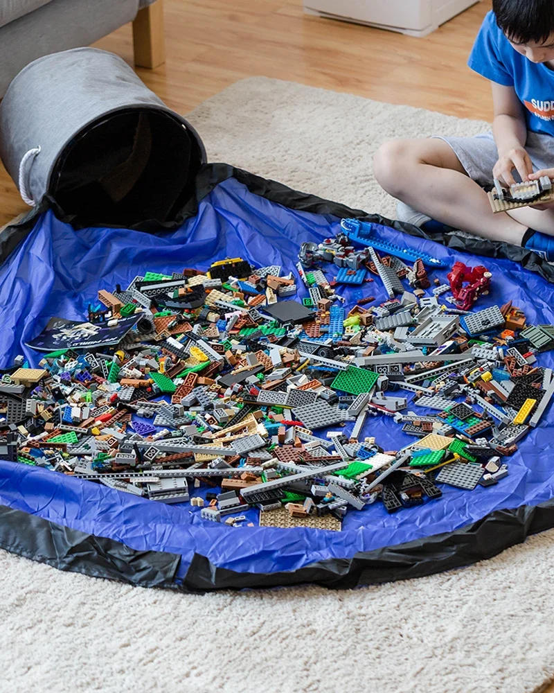 Description Picture 5 of itemFoldable Toy Storage Bag Baby Kids Play Mat Oversized Cleanup Organizer Building Blocks Toys Container Pouch Home Laundry Basket