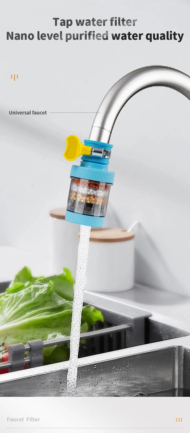 Description Picture 4 of itemWater Faucet Filter Household Kitchen Home Faucet Mini Tap Water Clean Purifier Filter Filtration Cartridge Carbon Filter