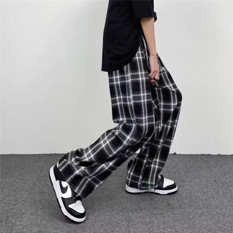 Description Picture 5 of itemKorean Summer Plaid Pants Men 5XL Casual Straight Trousers for Male/Female Harajuku Hip-hop Pants Fashion Streetwear Sweatpants