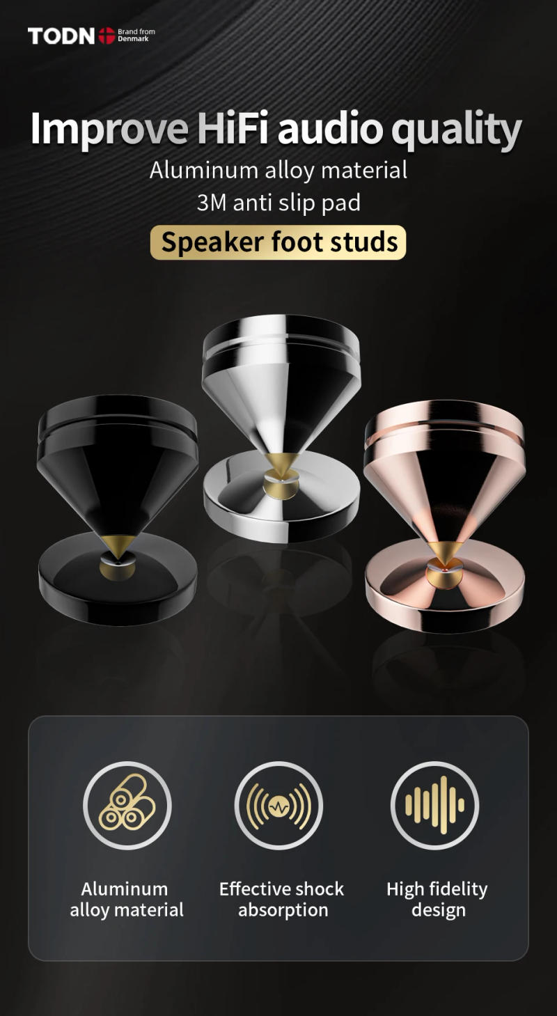 Description Picture 2 of item4Sets Speakers Stand Feet Foot Pad Aluminium Alloy Metal Spikes Cone Floor Foot Nail Speaker Noise Nial