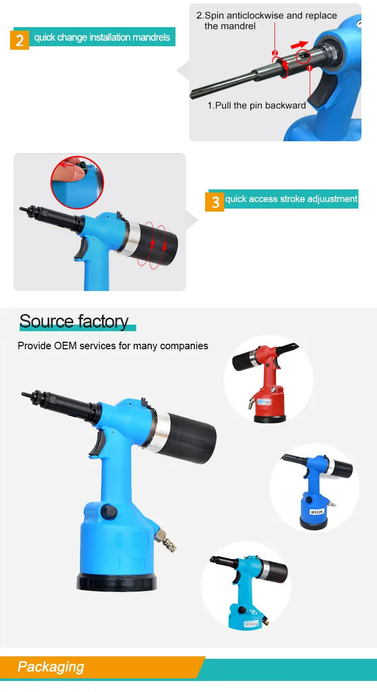 Description Picture 3 of itemFast Speed ROCOL M3-M12 Powerful Pull Force Low Maintenance Pneumatic Insert Rivet Nut