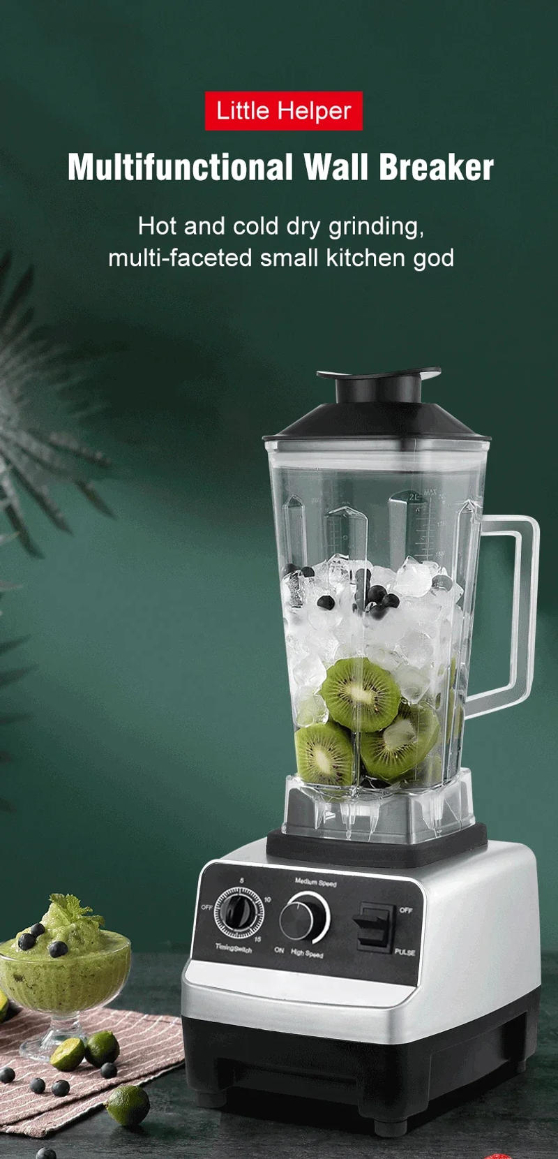 Description Picture 2 of item220V 2000W Heavy Duty Commercial Blender Juicer Fruit Mixer Professional High Power Food Processor Ice Smoothies BPA Free 2L Jar