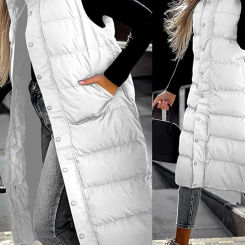 Hooded Zipper Jacket Women Oversize Waistcoat Winter Outerwear Hooded Parka Fashion Quilted Vest Casual