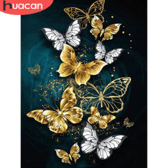 HUACAN Diamond Painting Kit Animal Pictures Of Rhinestones Diamond Embroidery Cross Stitch Butterfly Mosaic Handmade Gift