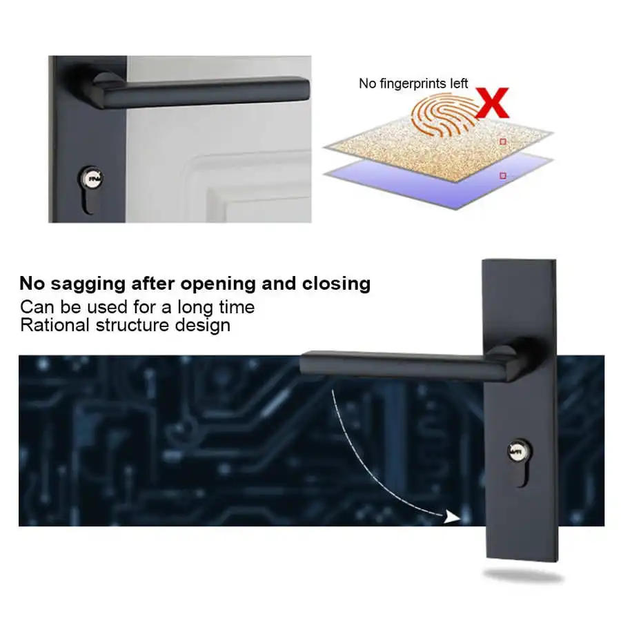 Description Picture 3 of itemAluminum Door Handle Lock European Style Bedroom Interior Door Lock set with Keys Screw Home Security Accessories Lock Security