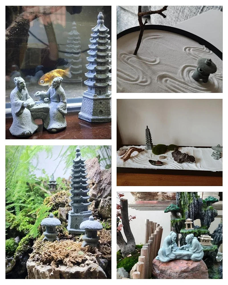 Description Picture 4 of itemMiniature Zen Fisherman Play Chess Elder Sand Stones Figurine Garden Bonsai Rockery Aquariums Ornaments Lanscape Room Decoration