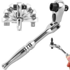 Ratchet Handle Chrome Vanadium Steel 2-in-1 Multi-Purpose Reversible Resilient Head Ratchet Wrench 1/4'' Drive Ratchet Handle