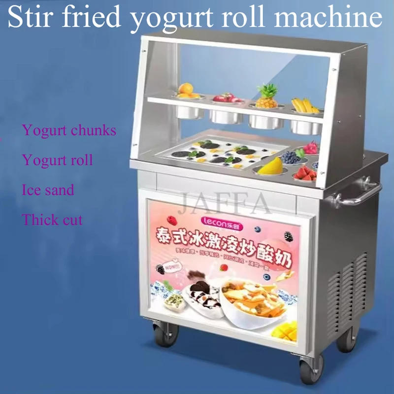 Description Picture 4 of itemAutomatic Double Square Flat Pan Instant Thailand Rolled Ice Cream Making Thai Stir Fry Tawa Roller Fried Ice Cream Roll Machine