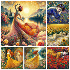 DIY Diamond Mosaic Embroidery Klimt Style With A Beautiful Woman 5d Diamond Painting Cross Stitch Kits New 2024 For Home Decor