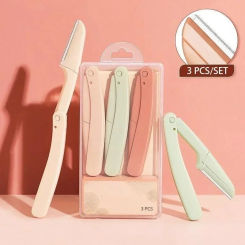 3Pcs/Set Folding Eyebrow Knife Cutter Multipurpose Exfoliating Dermaplaning Tool Eyebrow Razor Facial Razor Beauty Tools