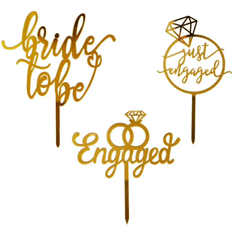 Description Picture 2 of itemAcrylic Cake Topper Romantic Proposal Diamond Ring Bride To Be Wedding Party Cake Decoration Wedding Baking Party Favors