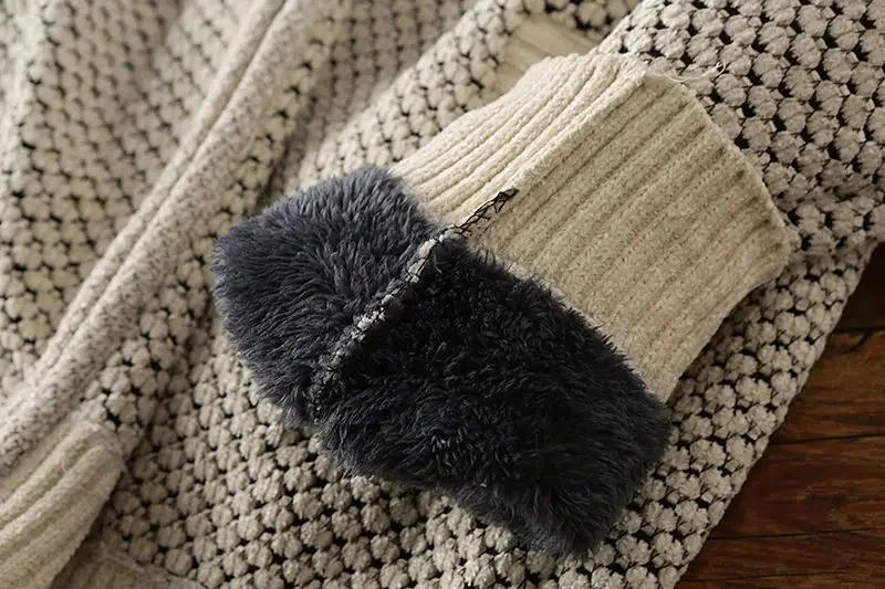 Description Picture 2 of itemMens Cardigan Winter Clothes Men's Autumn and Fleece Thickened Warm Hooded Sweater Pineapple Texture Men