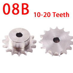 Industrial Drive Sprocket Wheel, 304 Stainless Steel Chain Gear, 10, 11, 12, 13, 14, 15, 16, 17, 18, 19, 20 Teeth, 08B, 1Pc