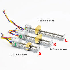 Stroke  35mm/55mm/80mm Linear Actuator Micro 15mm/20mm Two-phase Four-wire Stepper Motor With Copper Nut DIY  XYZ 3D printer