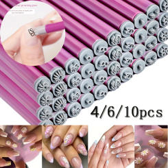 4/6/10Pcs Graffiti Drawing Nail Art Stamp Pen Set - DIY Nail Art Embellishment Flower Stamping Pens Nail Art Printing Templates