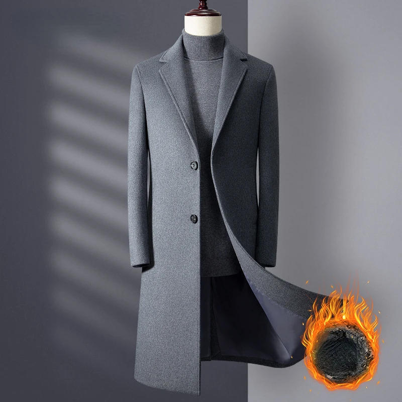 Description Picture 3 of itemCoat Medium Length Wool Mens Thick Cotton Windbreaker Jacket