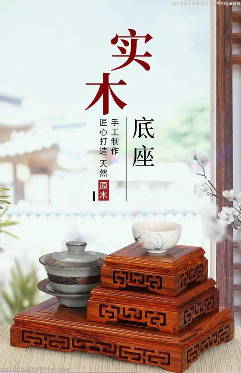 Description Picture 2 of itemNatural Solid Wood Pedestal Crafts Vase Flower Pot Bonsai Plant Decorative Shelves Buddha Altar Wooden Display Stand Teapot Base