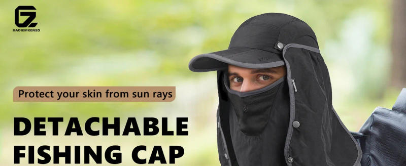 Description Picture 2 of itemUPF 50+ Sun Hat Foldable with Face Mask Neck Cover, Lightweight Breathable Windproof Fishing Hat for Men Women OutdoorTravel