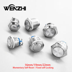Momentary Push Button Start Stop Power Switch Metal Without Fixation Backlit Connected Electrical On Off High Flat Ball Round