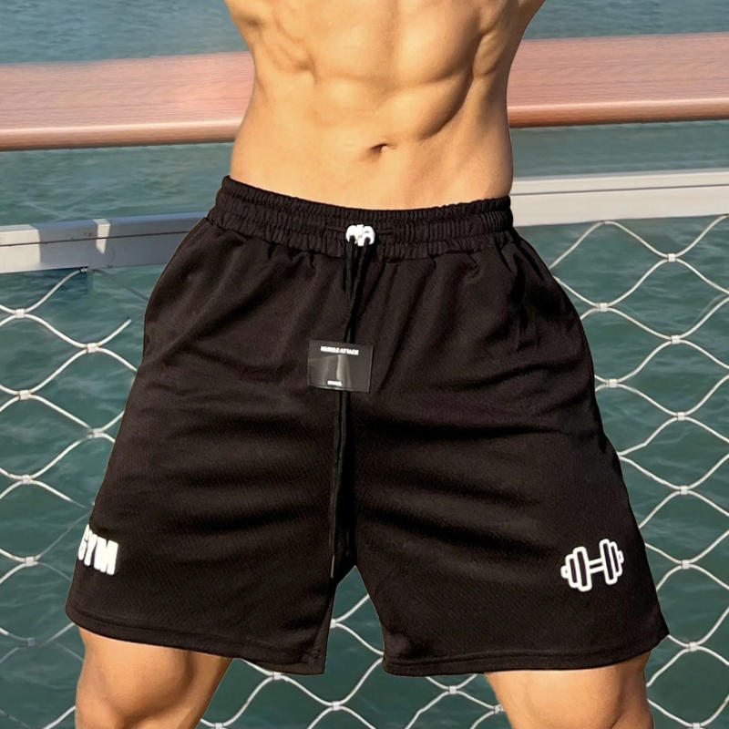 Description Picture 3 of itemNew Men's Shorts Summer Men's Gym Running Muscle Training Shorts Trendy Casual Hole Cloth Pants