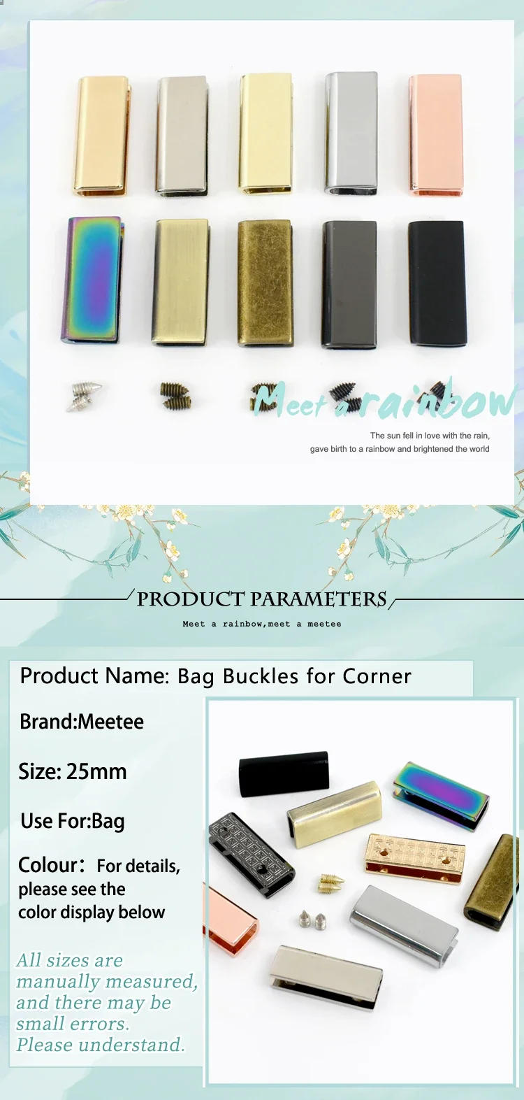 Description Picture 2 of item5-30Pcs 25/32mm Bag Corner Metal Protect Buckle Webbing Belt End Tail Stopper Button Handbag Edge Clip Protector DIY Accessories