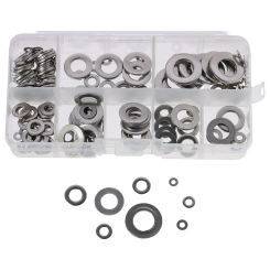 180Pcs Flat Washer Assortment Kit, 304 Stainless Steel Metric Washers Set, 8 Sizes, M2 M2.5 M3 M4 M5 M6 M8 M10