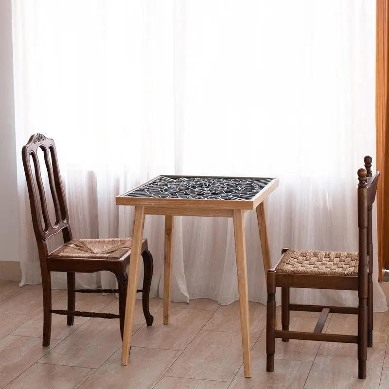 Description Picture 6 of itemSolid Wood Dining Tables Tea Salon Nordic Living Room Square Table Modular Luxury Small Desk Negotiation Desks Apartment