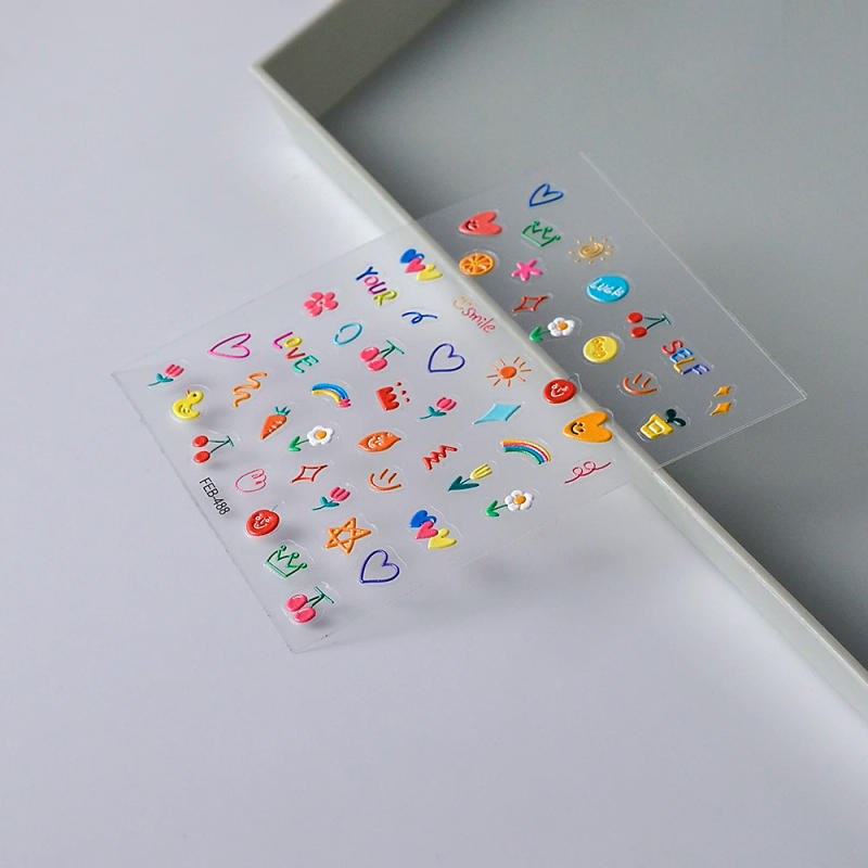 Description Picture 6 of item2023 Jelly Design Tulip Flowers Love Heart Color Lines 5d Embossed Reliefs Nail Art Stickers Lovely Manicure Nail Decals