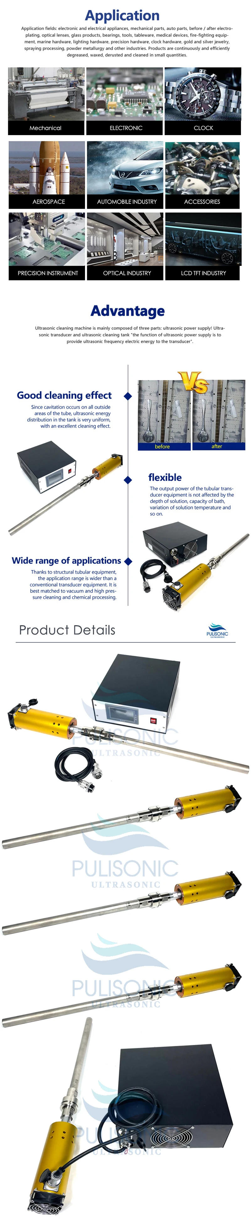 Description Picture 3 of itemWaterproof Tube Ultrasonic Probe 20Khz For Cleaning Or Algae Control