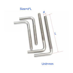 304 Stainless Steel 7-Type Right Angle Screw/l-Type Pole Anchor Bolt M4M5M6M8M10M12