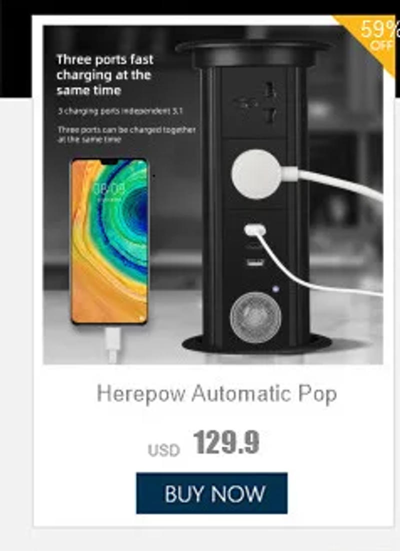 Description Picture 3 of itemHerepow Power Track Socket Home Appliances Pop Electric Plug Adapter UK US EU Standard Wall Socket With Usb Embeded And Surface