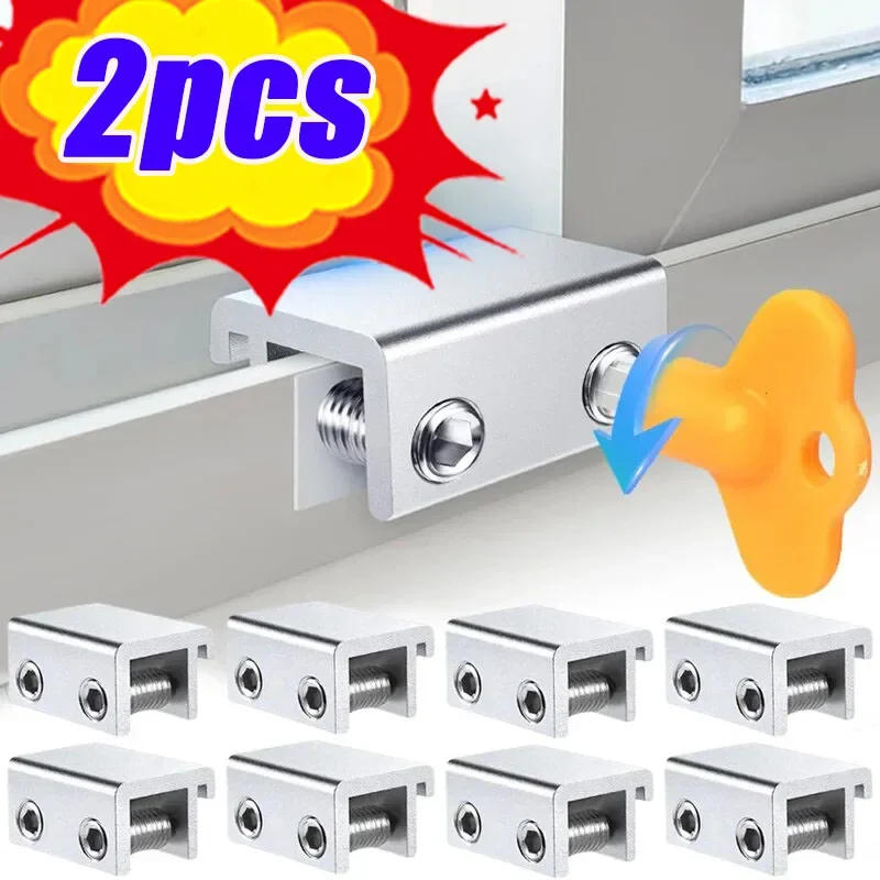 Description Picture 3 of item1/2Pcs Window Lock Security Lock Limit Sliding Door Windows Restrictor Child Safety Anti-theft Door Stopper Home Improvement