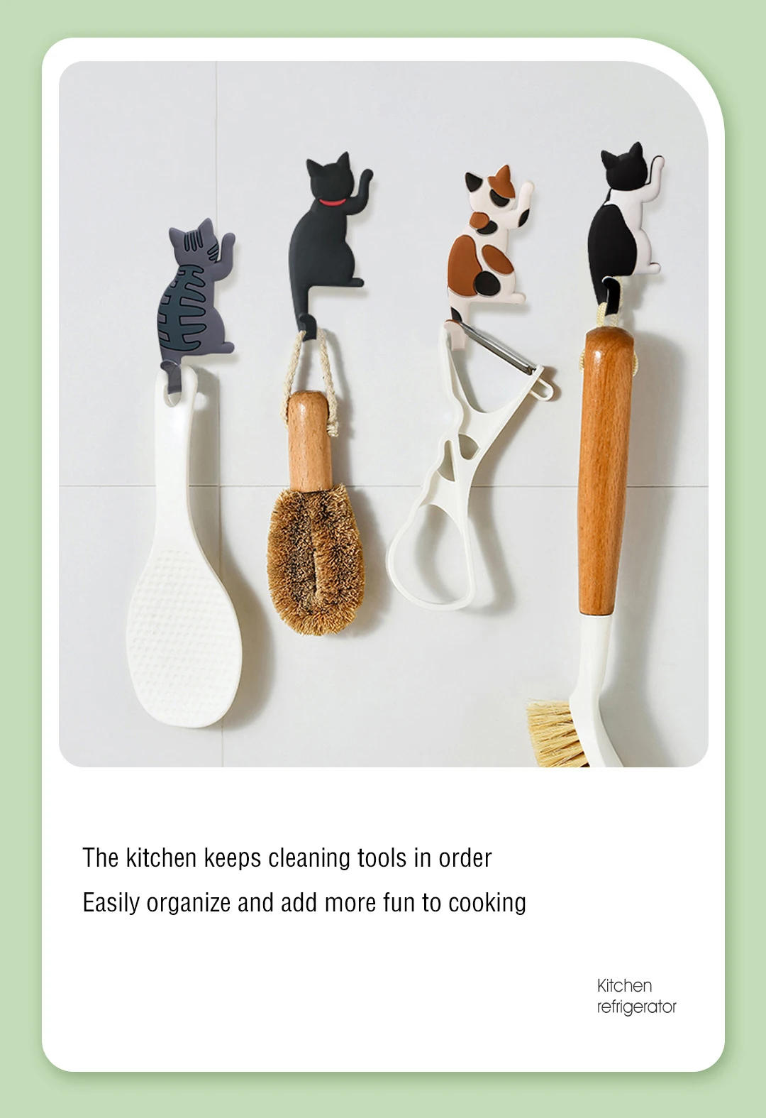 Description Picture 6 of itemFridge Magnet Hook strong magnetic hook traceless removable Japanese creative cartoon cat tail refrigerator sticker hook