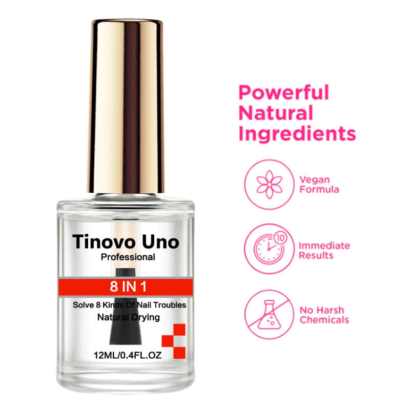 Description Picture 5 of itemTinovo Uno 8 IN 1 Nail Strengthener Natural Drying Regular Nail Polish Finish Hardener Long Wear Healthy Repair Damaged Nails
