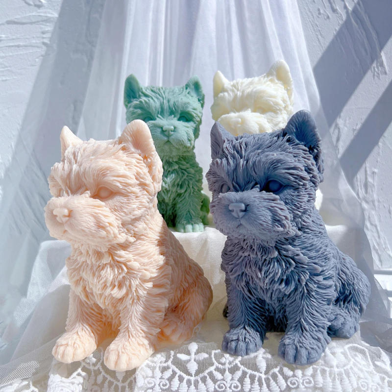 Description Picture 3 of item3D Animal Cute Puppies Statue Soy Wax Mould Dog Lover Gift Home Decoration Candle Mould Yorkshire Terrier Puppy Silicone Molds