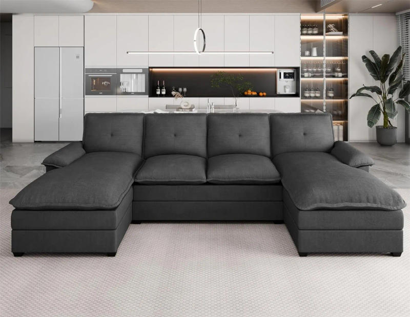 Description Picture 5 of itemSectional Couches for Living Room U-Shaped Couch 4 Seat Sofa Set with Double Chaises Modern Fabric Modular Sectional Sofa
