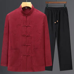 Middle-aged Elderly Men's Long Sleeve Shirt Blazers Casual Scene New Season Autumn Couple Overlife Clothes Wedding Banquet Suit