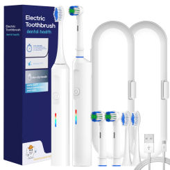 Smart Rotating Rotary Electric Toothbrush and Sonic Electric Toothbrush Set, Rechargeable Toothbrushes with Travel Cases & Timer