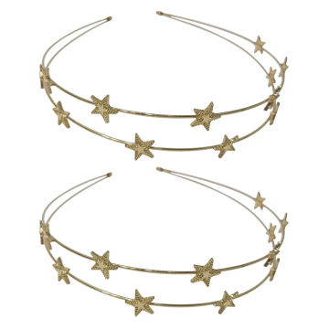 2 Pcs Double Headband Star Headbands Personality Hairband Alloy Lovely Women Headdress