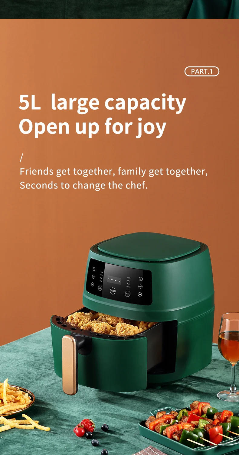 Description Picture 5 of item5L Smart Electric Air Fryers Automatic Household 360°Baking LED Touchscreen Air Fryer Without Oil Free Smokeless EU Plug