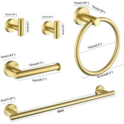 Brushed Gold Stainless Steel Bathroom Hardware set Towel Bar Toilet Paper Holder Clothes Hook Bathroom Roll Towel Rack Ring