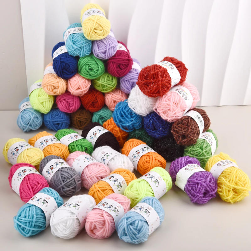 Description Picture 5 of item12Color Set Kids DIY Knitting Crochet Yarns Colorful Material For Needlework Sewing Hand Crafting Wool Ball Hat Dolls Soft Sewin