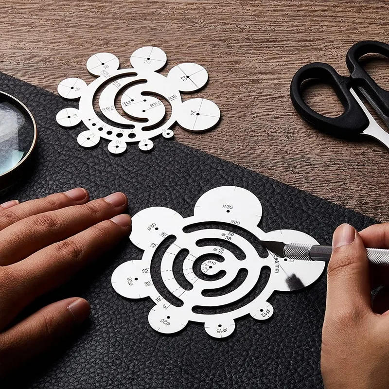 Description Picture 2 of itemDIY Round Leather Cutting Tools Metal Corner Cutting Ruler Circle For DIY Leathercraft Tool Sets Working Drawing Leather Project