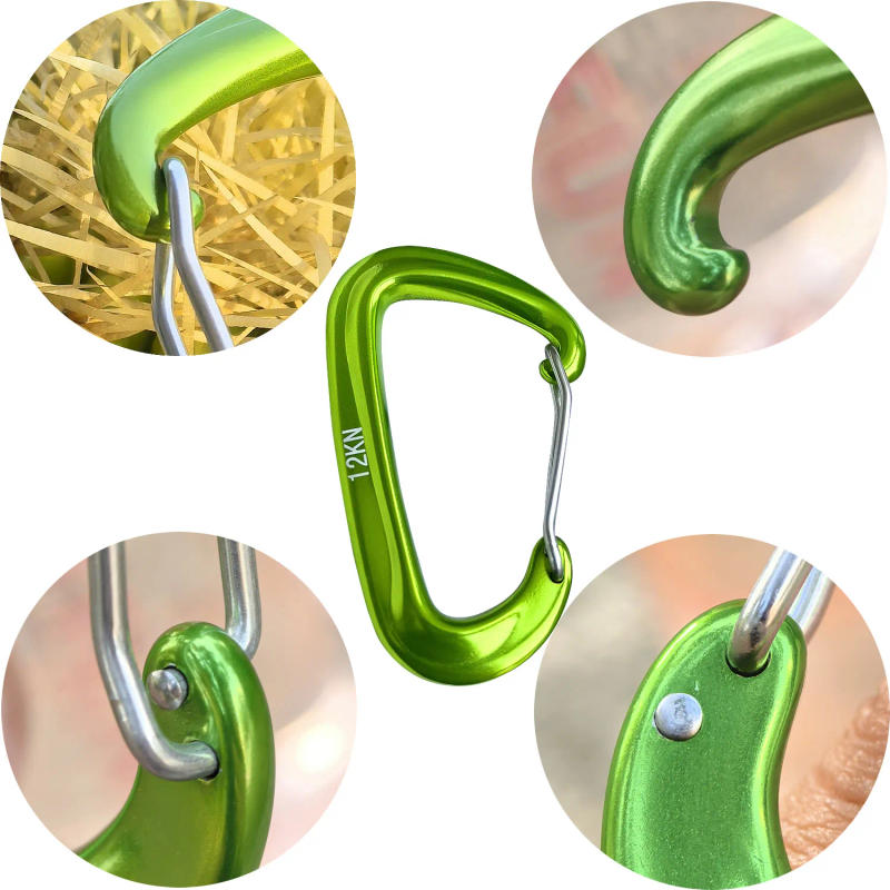 Description Picture 6 of item12KN Climbing Carabiner Professional Mountaineering D-Shape Buckle Hook Safety Lock Outdoor Climbing Equipment Accessories 